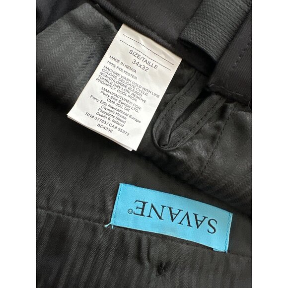 NWT SAVANE Black Straight Fit Pants Flat Front Adjustable Waist Size 34x32 - Picture 5 of 5